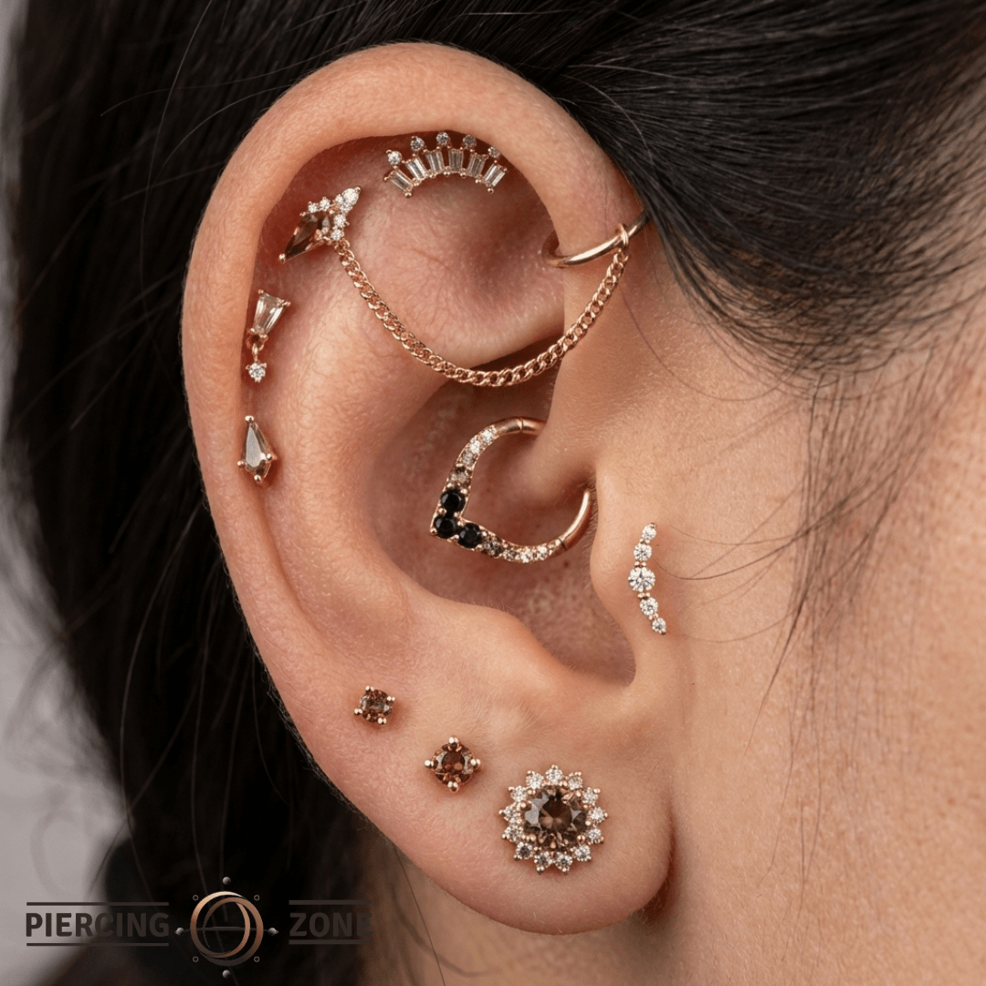 Mini Soho – Smoky Quartz Kite – 14K Gold Threadless End - piercing - zone.com