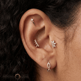 Mini Valentina – CZ Fan Cluster – 14K Gold Threadless End - piercing - zone.com