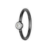Minimal Spark - 14K Gold Round Stone Fixed Bead Ring - piercing - zone.com