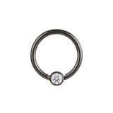Minimal Spark - 14K Gold Round Stone Fixed Bead Ring - piercing - zone.com