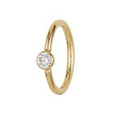 Minimal Spark - 14K Gold Round Stone Fixed Bead Ring - piercing - zone.com