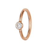 Minimal Spark - 14K Gold Round Stone Fixed Bead Ring - piercing - zone.com