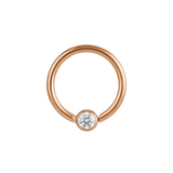 Minimal Spark - 14K Gold Round Stone Fixed Bead Ring