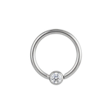 Minimal Spark - 14K Gold Round Stone Fixed Bead Ring
