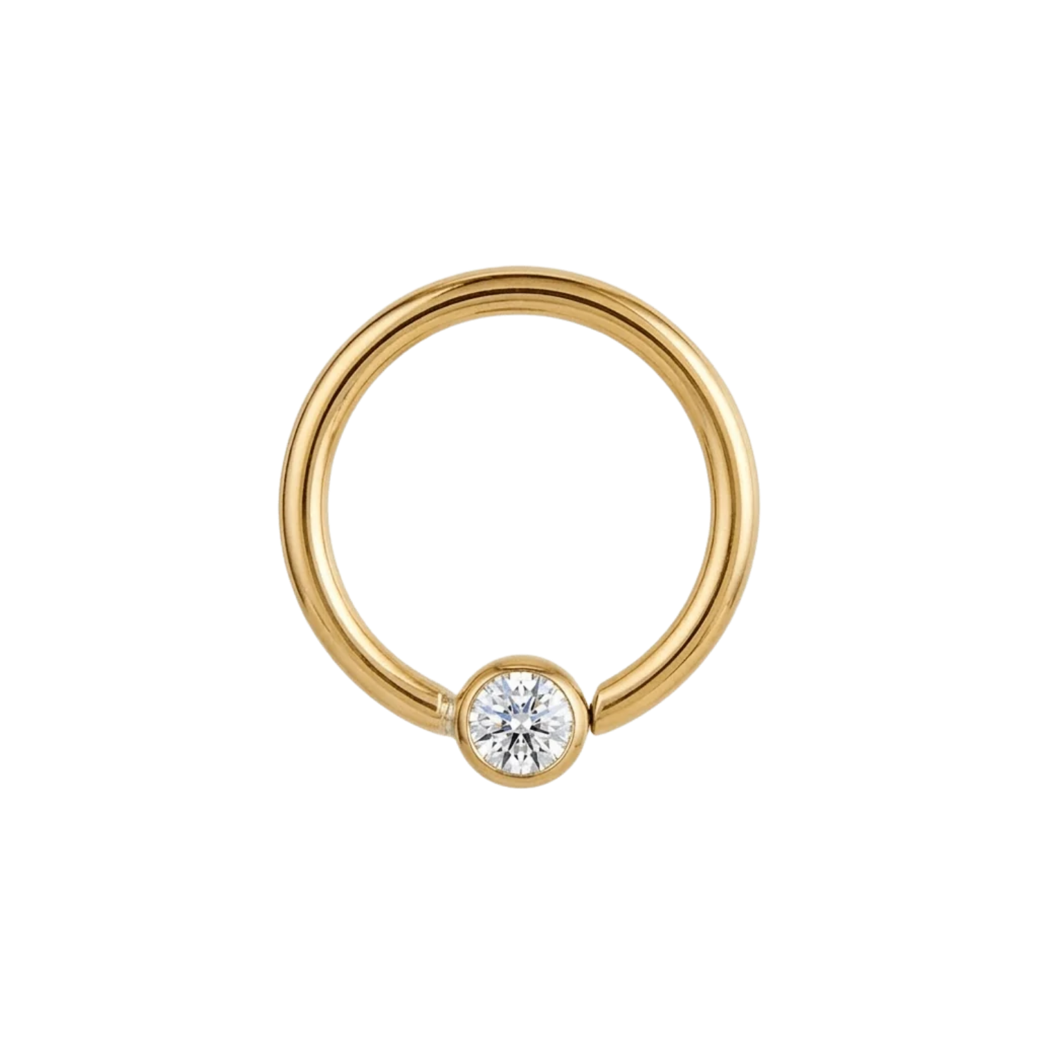Minimal Spark 2mm - 14K Gold Round Stone Fixed Bead Ring