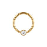 Minimal Spark - 14K Gold Round Stone Fixed Bead Ring