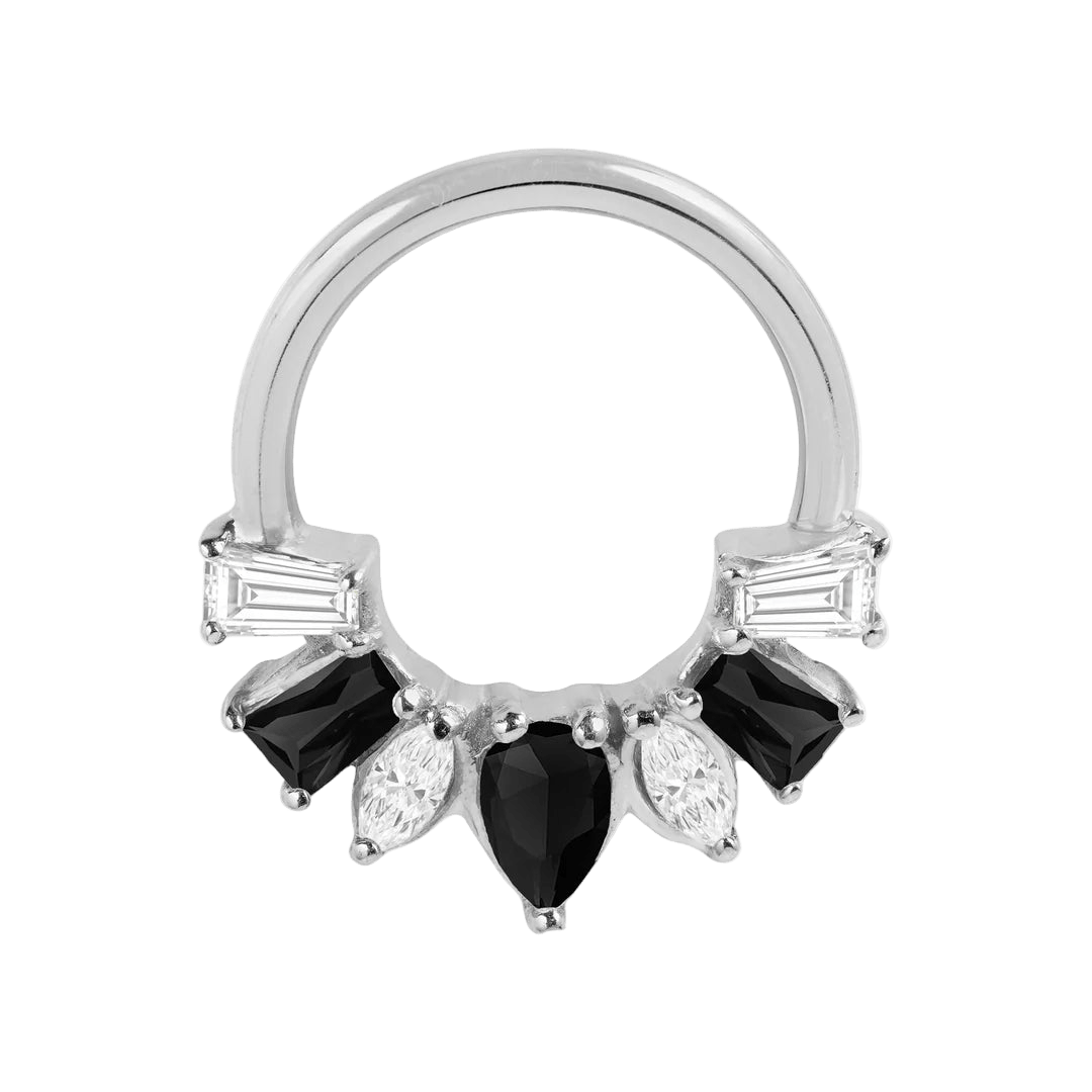 Miranda Seamless Ring – 14K Gold Multi - Cut Gem Cluster Design - piercing - zone.com