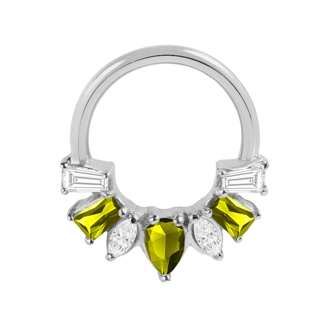 Miranda Seamless Ring – 14K Gold Multi - Cut Gem Cluster Design - piercing - zone.com