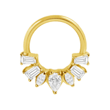 Miranda Seamless Ring – 14K Gold Multi - Cut Gem Cluster Design - piercing - zone.com