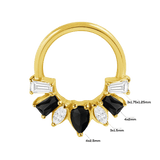 Miranda Seamless Ring – 14K Gold Multi - Cut Gem Cluster Design - piercing - zone.com