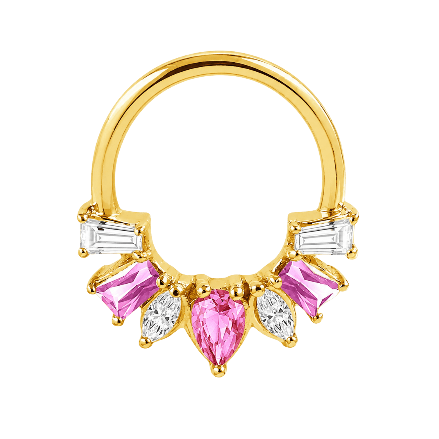 Miranda Seamless Ring – 14K Gold Multi-Cut Gem Cluster Design - piercing-zone.com