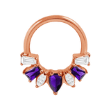 Miranda Seamless Ring – 14K Gold Multi - Cut Gem Cluster Design - piercing - zone.com