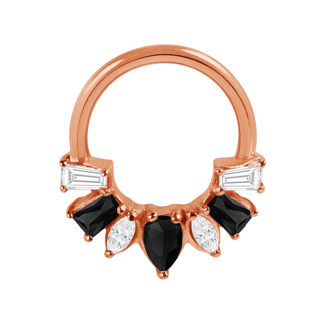 Miranda Seamless Ring – 14K Gold Multi - Cut Gem Cluster Design - piercing - zone.com