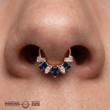 Miranda Seamless Ring – 14K Gold Multi - Cut Gem Cluster Design - piercing - zone.com