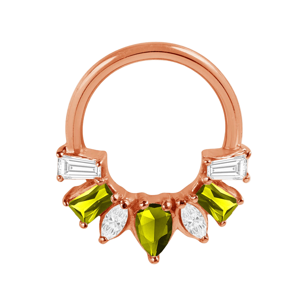 Miranda Seamless Ring – 14K Gold Multi - Cut Gem Cluster Design - piercing - zone.com