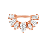 Miranda Seamless Ring – 14K Gold Multi - Cut Gem Cluster Design - piercing - zone.com