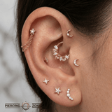 Miranda Seamless Ring – 14K Gold Multi - Cut Gem Cluster Design - piercing - zone.com