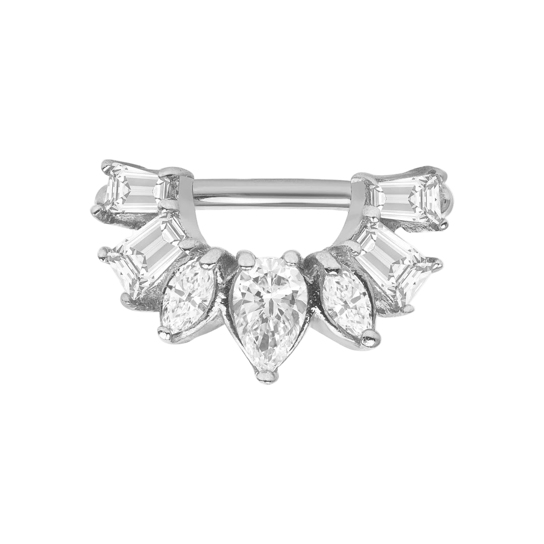 Miranda Seamless Ring – 14K Gold Multi - Cut Gem Cluster Design - piercing - zone.com