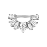 Miranda Seamless Ring – 14K Gold Multi - Cut Gem Cluster Design - piercing - zone.com