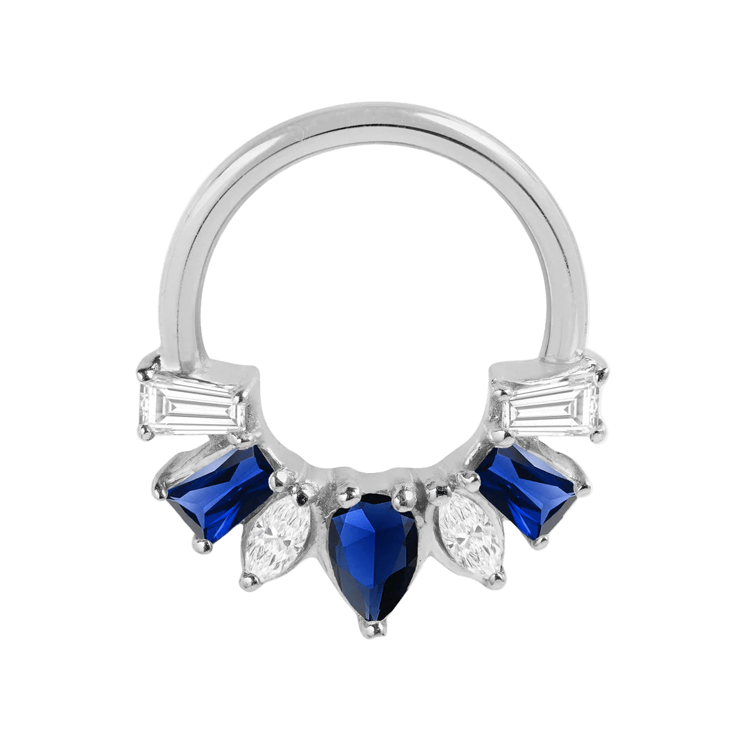 Miranda Seamless Ring – 14K Gold Multi - Cut Gem Cluster Design - piercing - zone.com