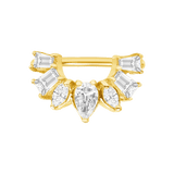 Miranda Seamless Ring – 14K Gold Multi - Cut Gem Cluster Design - piercing - zone.com