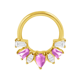 Miranda Seamless Ring – 14K Gold Multi - Cut Gem Cluster Design - piercing - zone.com