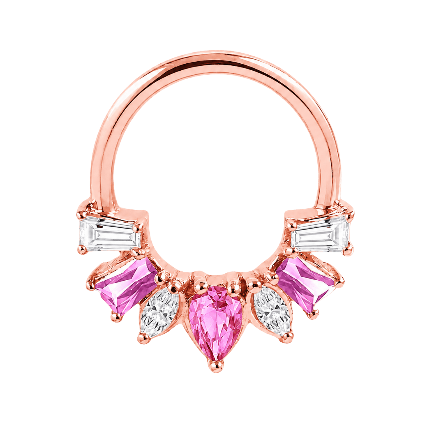 Miranda Seamless Ring – 14K Gold Multi-Cut Gem Cluster Design - piercing-zone.com