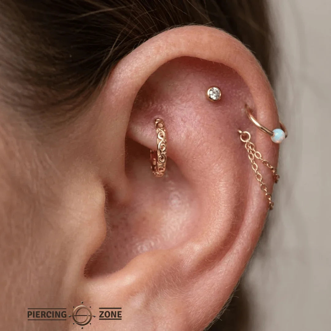 Miriam Seamless Ring – 14K Gold Cup & Divot Design - piercing - zone.com