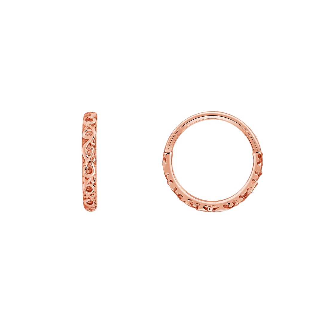 Miriam Seamless Ring – 14K Gold Cup & Divot Design - piercing - zone.com