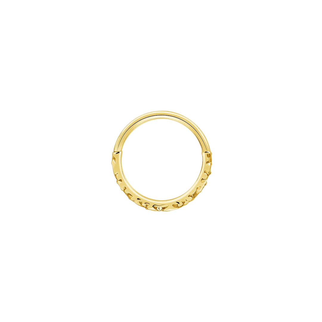 Miriam Seamless Ring – 14K Gold Cup & Divot Design - piercing - zone.com