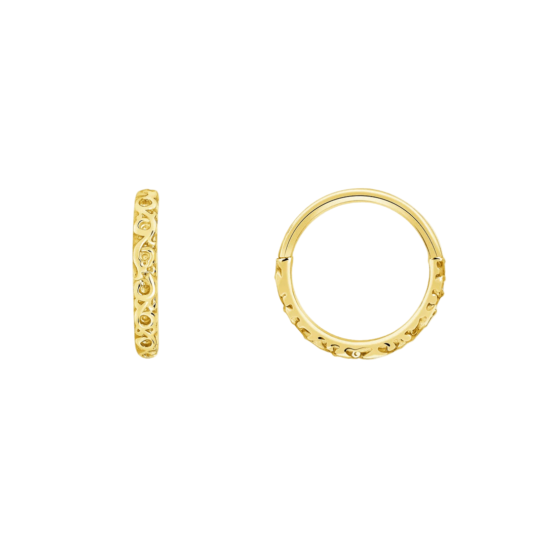 Miriam Seamless Ring – 14K Gold Cup & Divot Design - piercing - zone.com