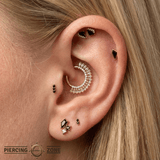 Mishka 2 – Black Diamond Duo – 14K Gold Threadless End - piercing - zone.com