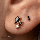 Mishka 2 – Black Diamond Duo – 14K Gold Threadless End - piercing - zone.com