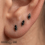 Mishka 2 – Black Rhodium Black Diamond Duo – 14K Gold Threadless End - piercing - zone.com