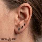 Mishka 2 – Black Rhodium Black Diamond Duo – 14K Gold Threadless End - piercing - zone.com