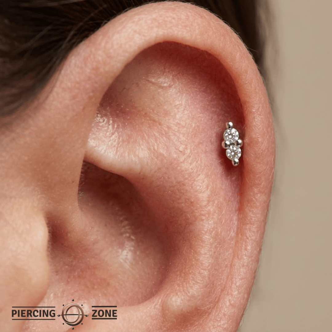 Mishka 2 – CZ Duo – 14K Gold Threadless End - piercing - zone.com