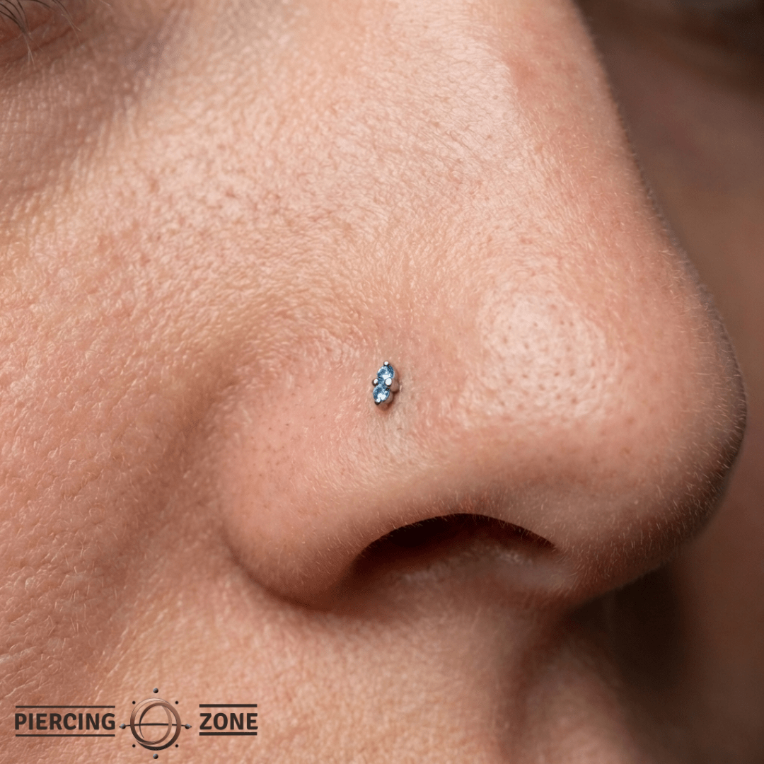 Mishka 2 – Dual London Blue Topaz – 14K Gold Threadless End - piercing - zone.com