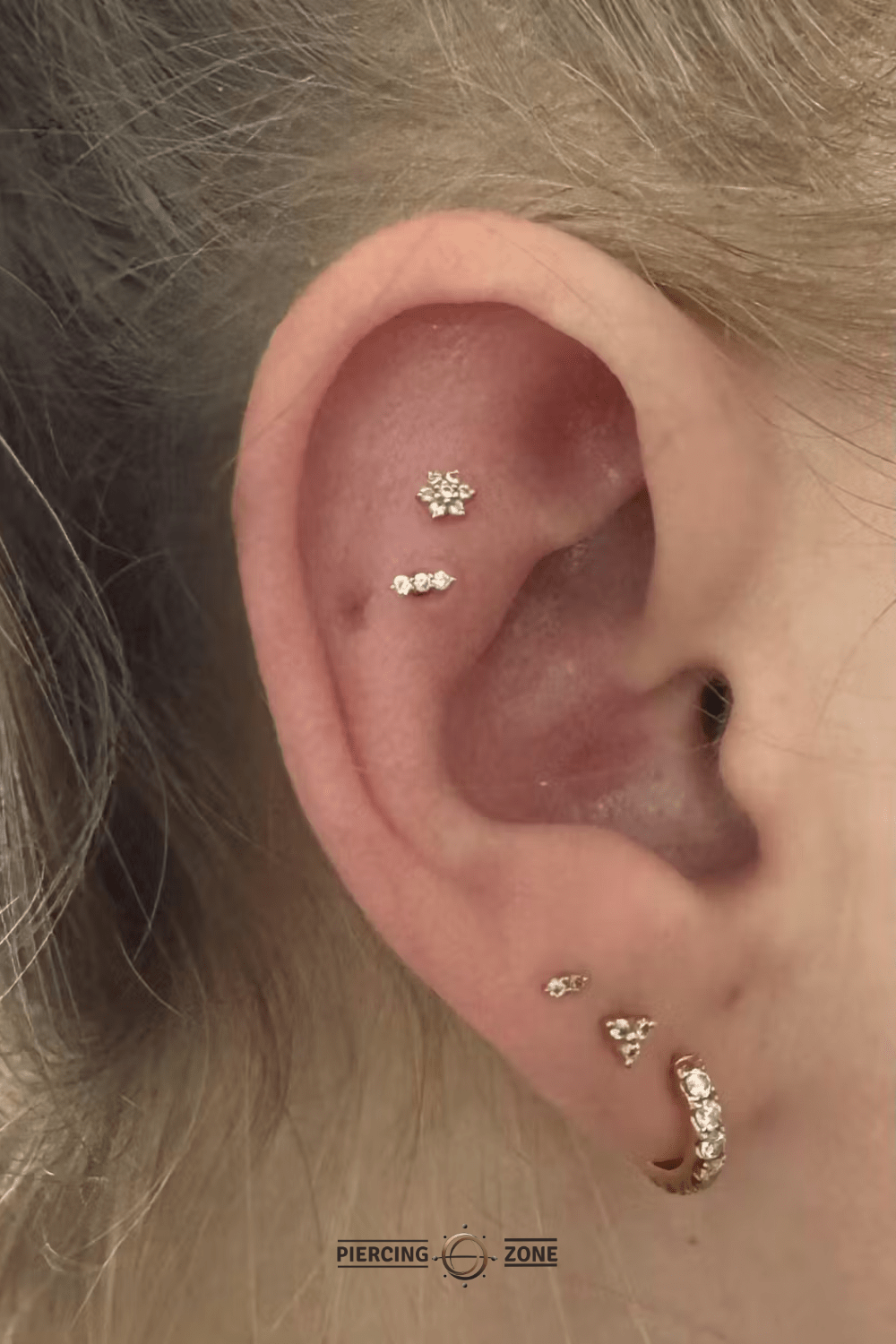 Mishka 3 – Diamond Trio Line – 14K Gold Threadless End - piercing - zone.com