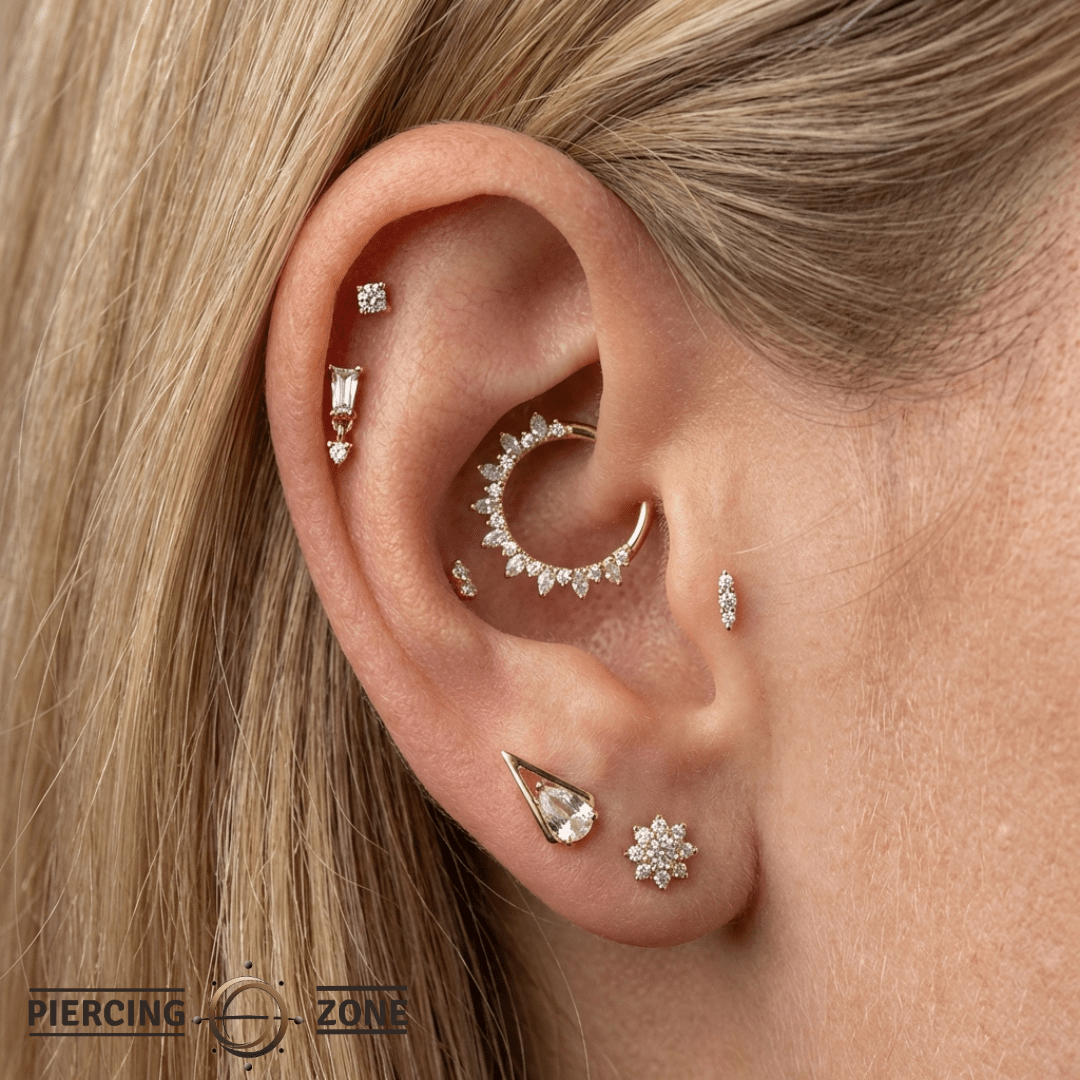 Mishka 3 – Diamond Trio Line – 14K Gold Threadless End - piercing - zone.com