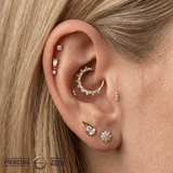 Mishka 3 – Diamond Trio Line – 14K Gold Threadless End - piercing - zone.com