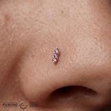 Mishka 3 – Triple Amethyst – 14K Gold Threadless End - piercing - zone.com