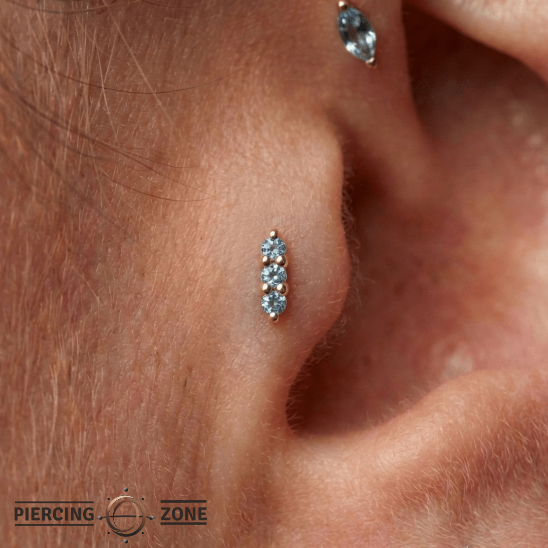 Mishka 3 – Triple London Blue Topaz – 14K Gold Threadless End - piercing - zone.com