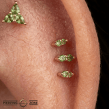 Mishka Prong 2 – Tsavorite Duo – 14K Gold Threadless End - piercing - zone.com