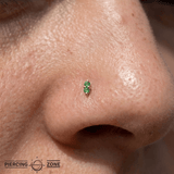 Mishka Prong 2 – Tsavorite Duo – 14K Gold Threadless End - piercing - zone.com
