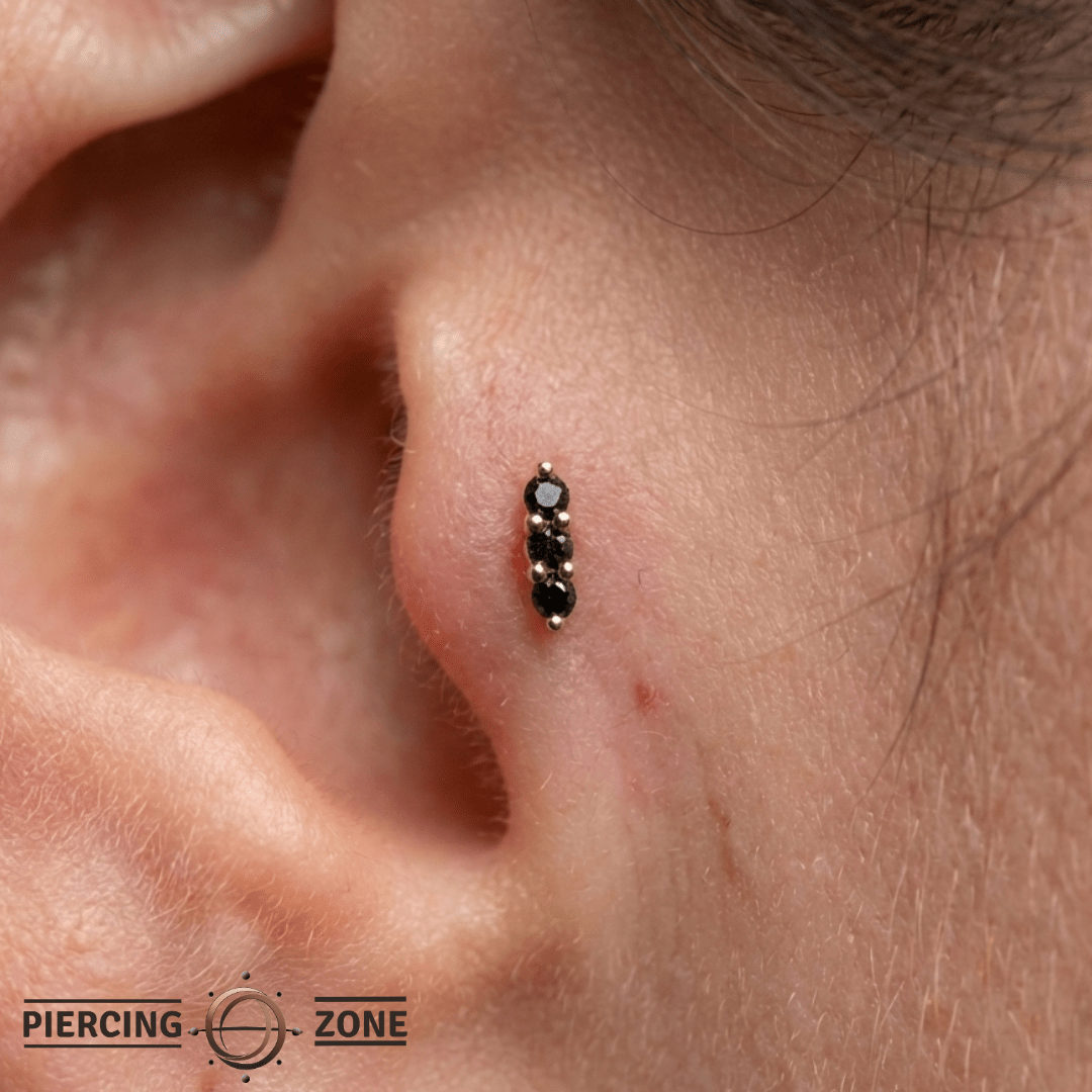 Mishka Prong 3 – Black Diamond Trio – 14K Gold Threadless End - piercing - zone.com