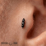 Mishka Prong 3 – Black Rhodium Black Diamond Trio – 14K Gold Threadless End - piercing - zone.com