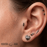 Mishka Prong 3 – Black Rhodium Black Diamond Trio – 14K Gold Threadless End - piercing - zone.com