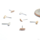 Mishka Prong 3 – CZ Trio – 14K Gold Threadless End - piercing - zone.com