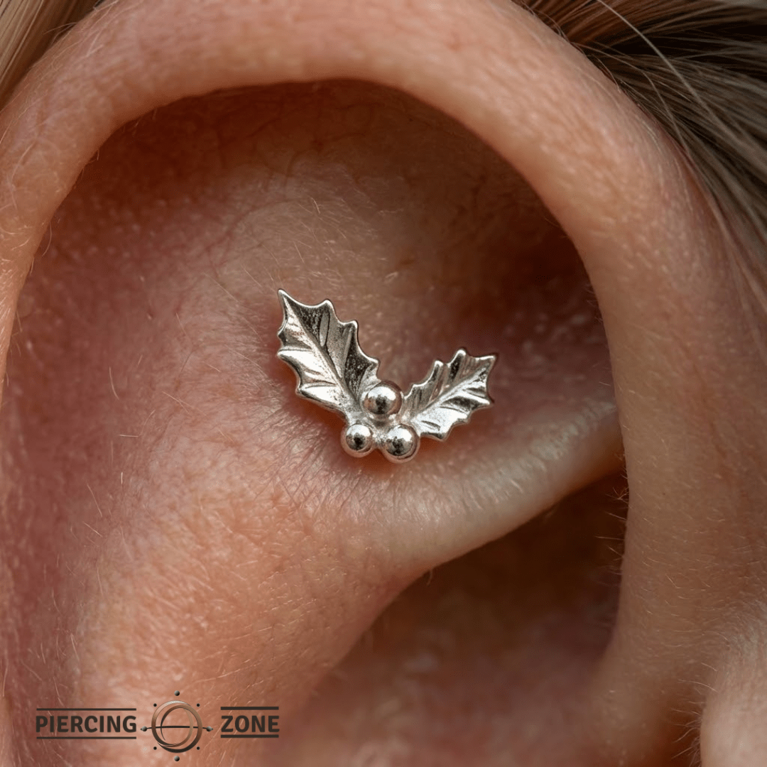 Mistletoe – 14K Gold Threadless/Threaded End - piercing - zone.com