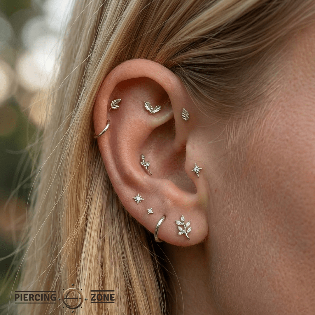 Mistletoe – 14K Gold Threadless/Threaded End - piercing - zone.com
